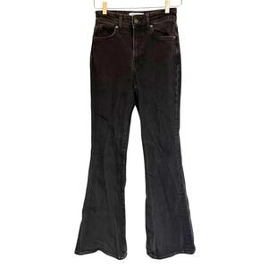 Reformation Margot High Rise Flare Jeans Vana Wash Black Denim Western Size 25